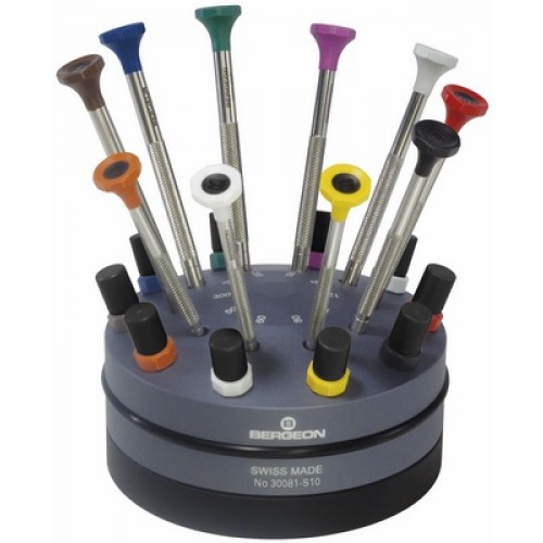 Bergeon ROTATING STAND 10 INOX SCREWDRIVERS