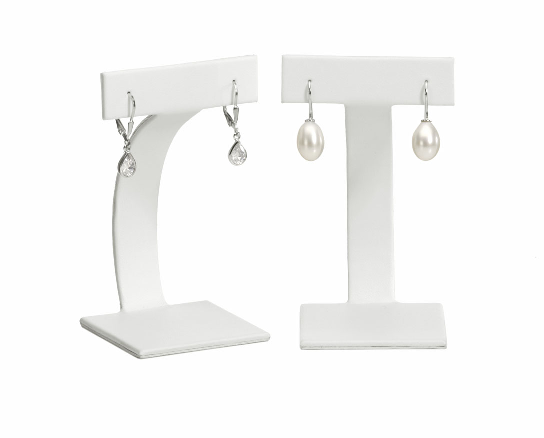 Earring stand Square, white, contents: 2 pcs.