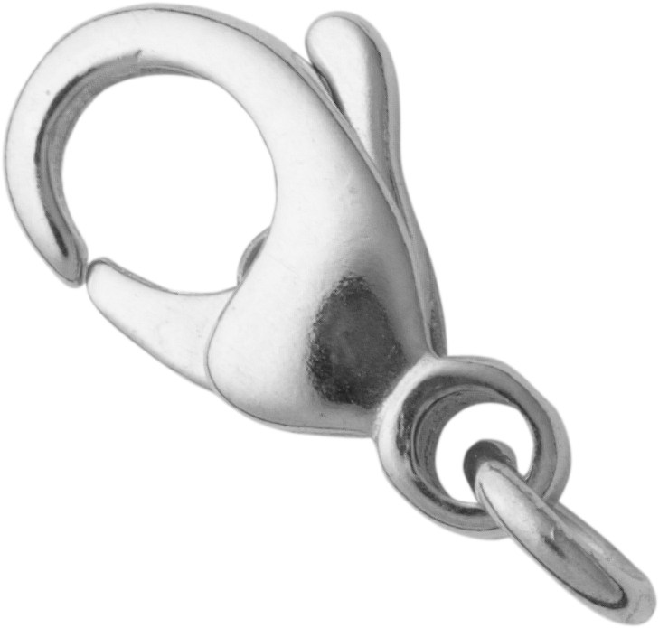 Carabiner curved silver 925/- 11.00mm cast with jump ring Ø 3.50mm