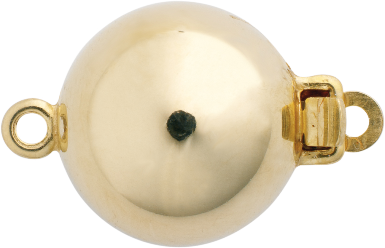 Ball clasp single-row gold 585/-Gg polished, ball Ø 12.00mm