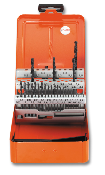 HSS twist drill bit assortment with drill bit dia. from 1.00 to 5.00 mm