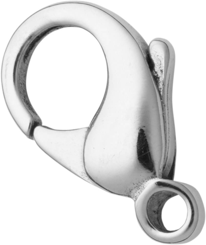 Carabiner curved gold 585/-Wg 15,00mm cast