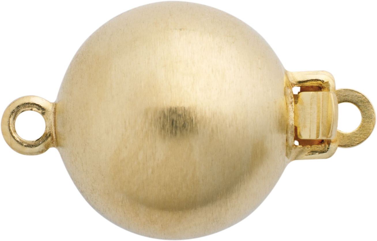 Ball clasp single-row gold 585/-Gg matte, ball Ø 12.00mm