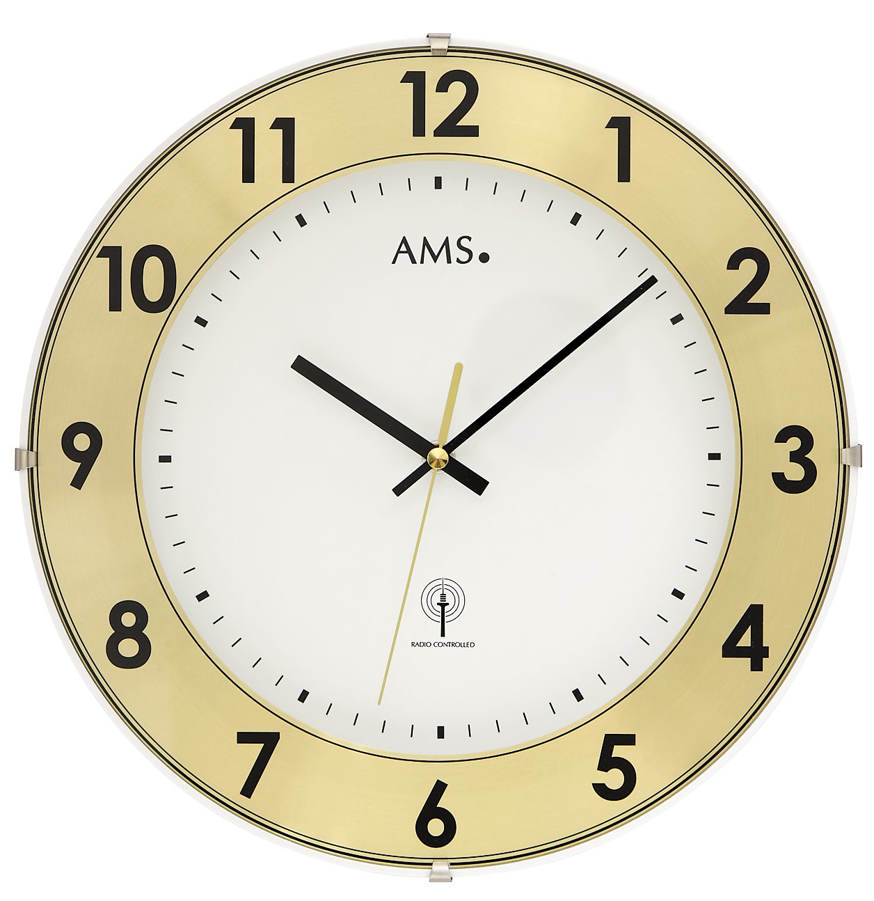 AMS radio-controlled wall clock with aluminum number ring