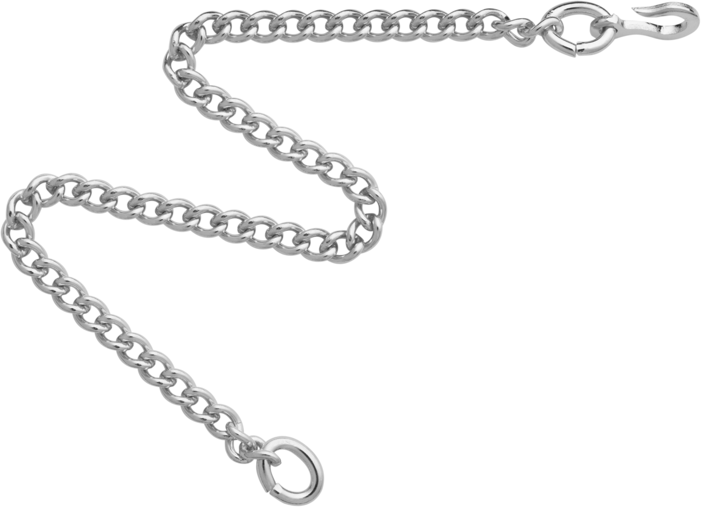 Extension chain with hook and open jump rings stainless steel white length 70.00mm