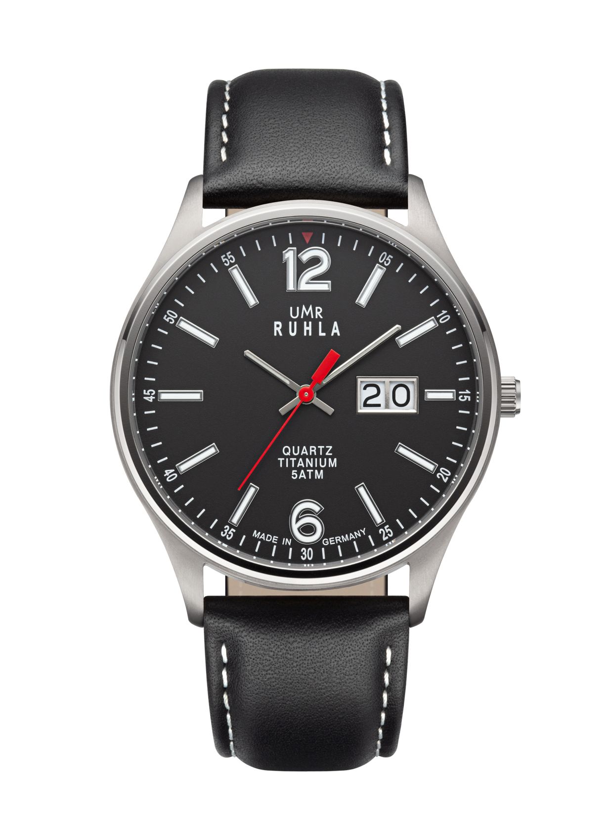 Montres Manufacture Ruhla - Montre Big Date noire - fabriquée en Allemagne