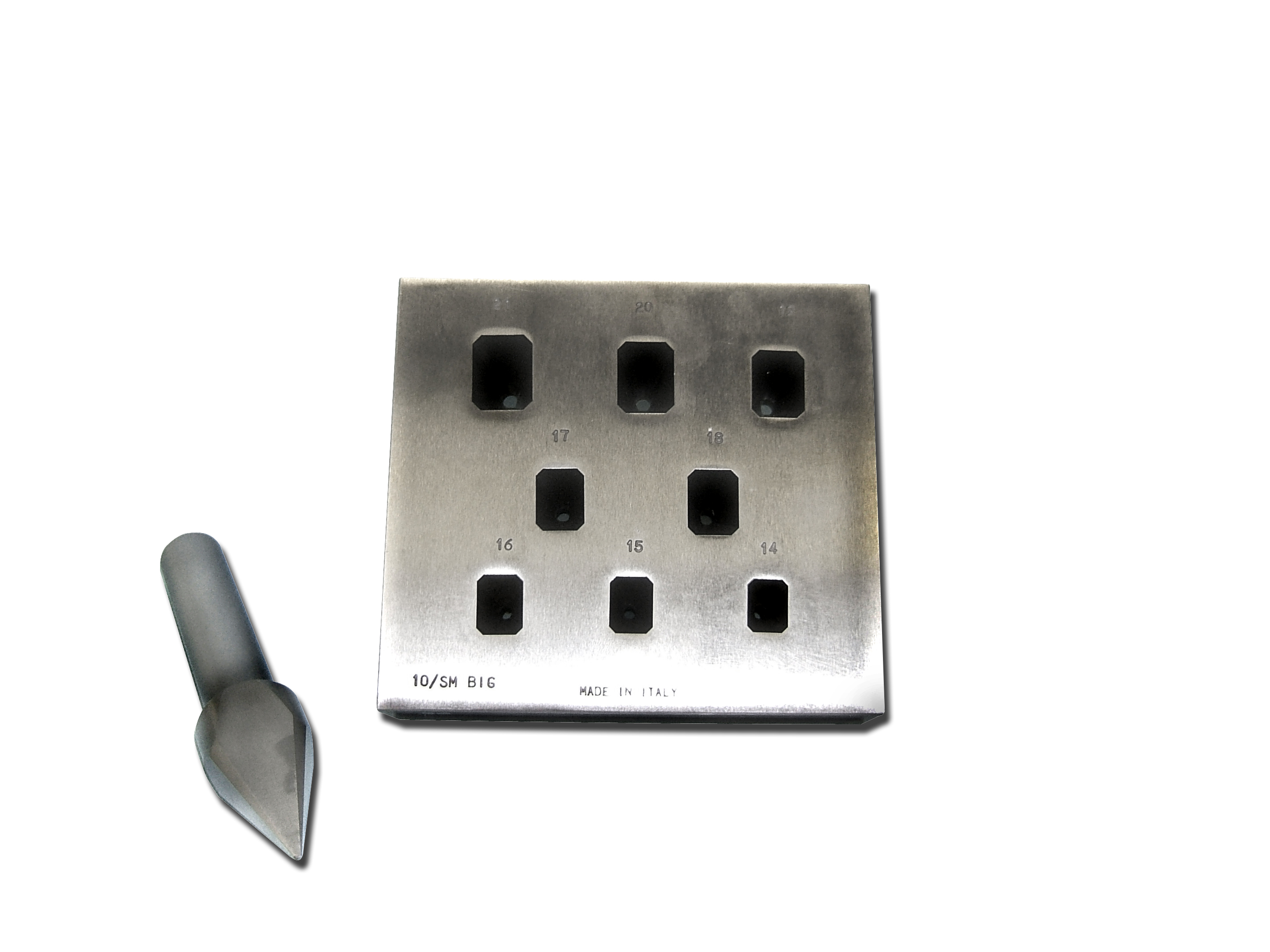 Stamping block, rectangular, bevelled 14x10 - 21x16 mm