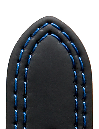 Lederband Colorado 18mm schwarz mit mittelblauer Naht mit Doppelnaht