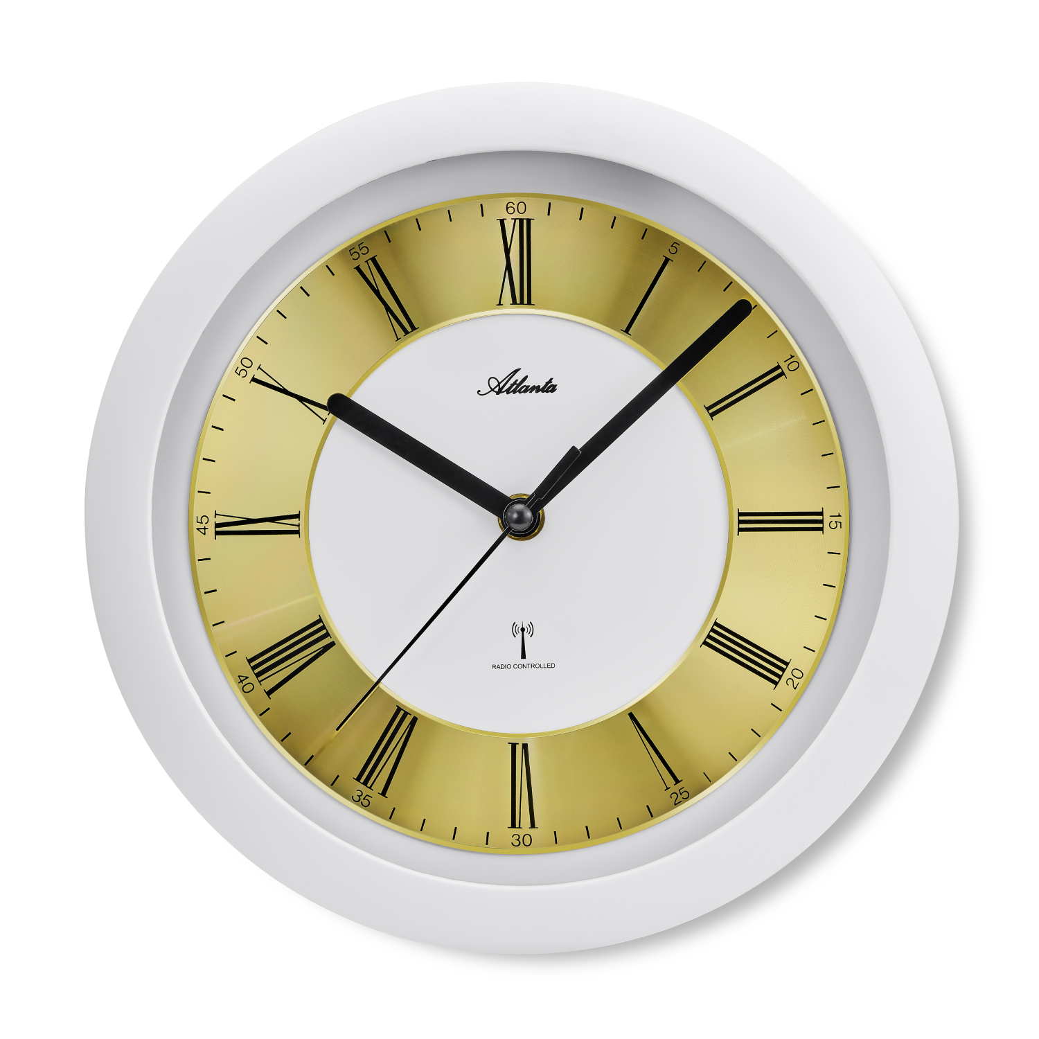 Atlanta 4508/0 radio controlled wall clock white / gold