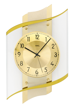 AMS radio-controlled wall clock Heidelberg brass