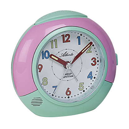 Atlanta 1708/6 Quartz alarm clock for childreen green/ rose