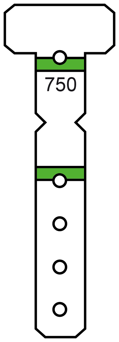 Ringetiketten Karton T-Form lang 54 x 18 mm weiß/grün