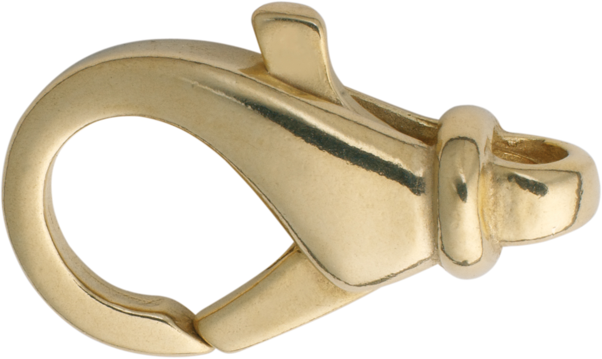 Carabiner curved gold 585/-Gg 18,00mm cast eye across