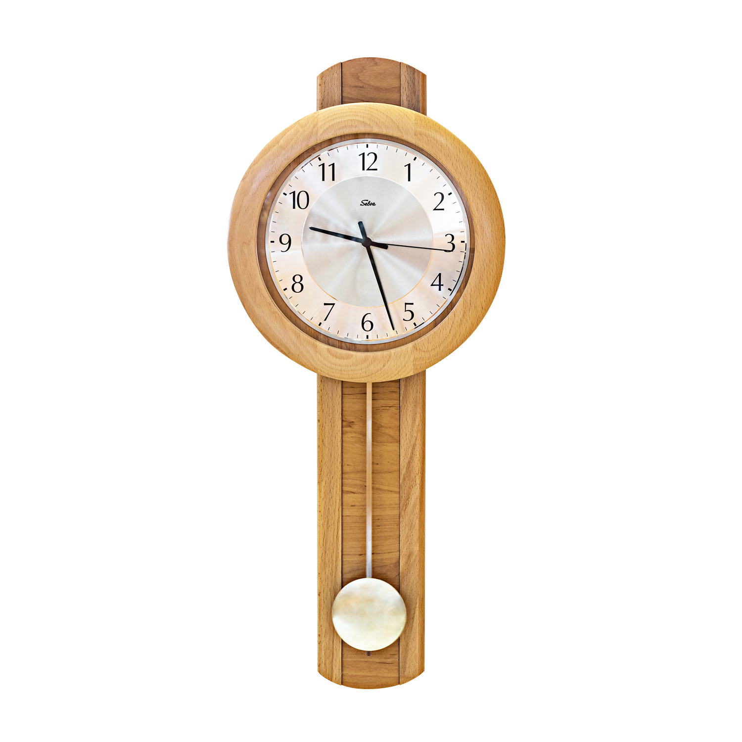 SELVA radio-controlled pendulum wall clock beech Gauting