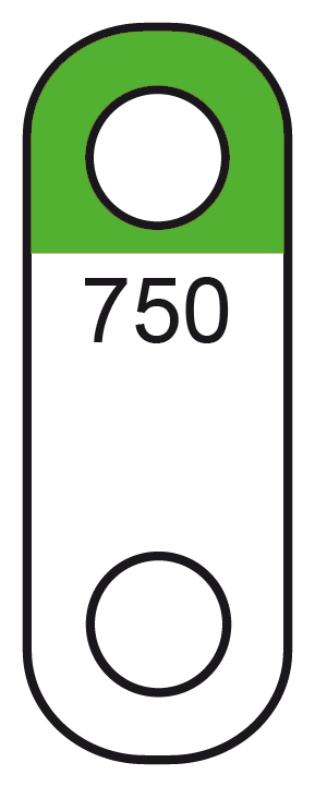 Chain labels cardboard with 2 holes 28 x 10 mm green