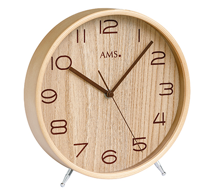 AMS radio-controlled table clock wood / glass