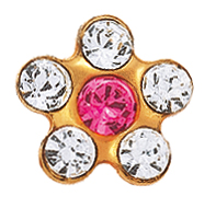 First ear stud System 75, gold 585/- GG, daisy crystal rose, Studex