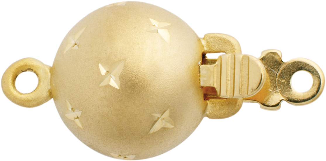 Ball clasp single-row gold 585/-Gg diamond polished, ball Ø 8.00mm