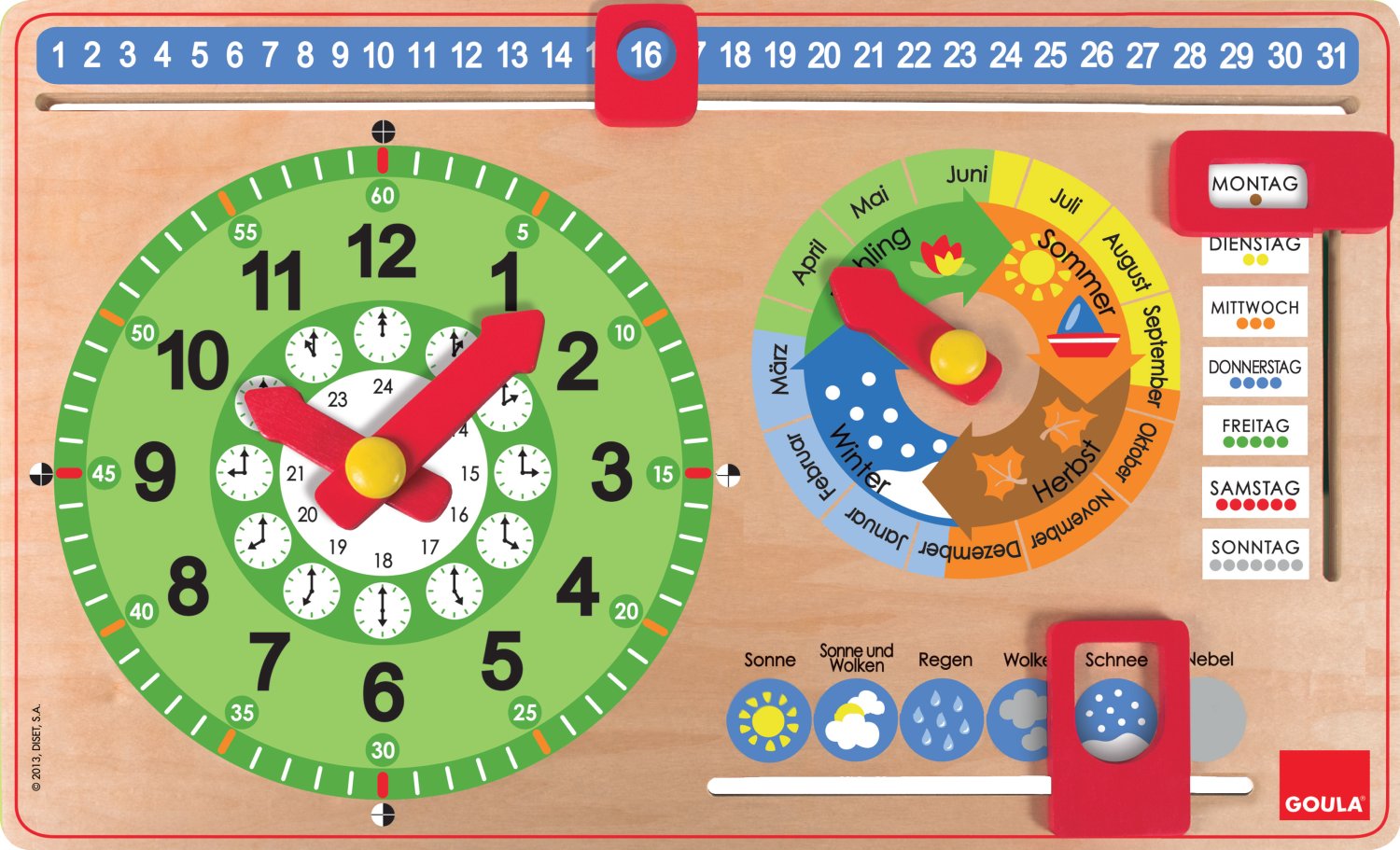 GOULA Time and calendar teaching clock