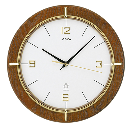 AMS radio-controlled wall clock walnut