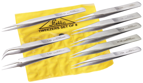 Forceps/tweezers set, 8 pieces