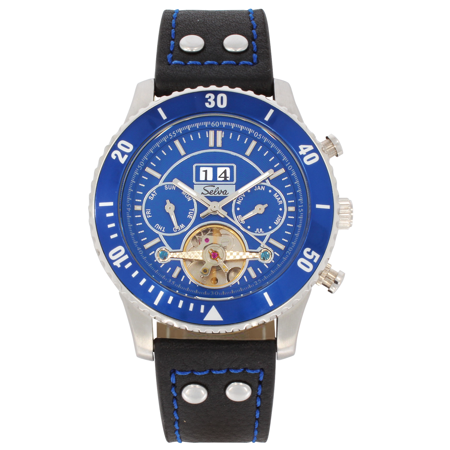 SELVA Montre-bracelet d'homme »Vito« - Grand Date - bleu