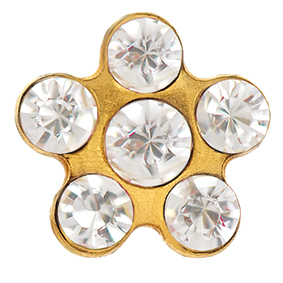 First ear stud System 75, gold 585/- GG, daisy crystal , Studex