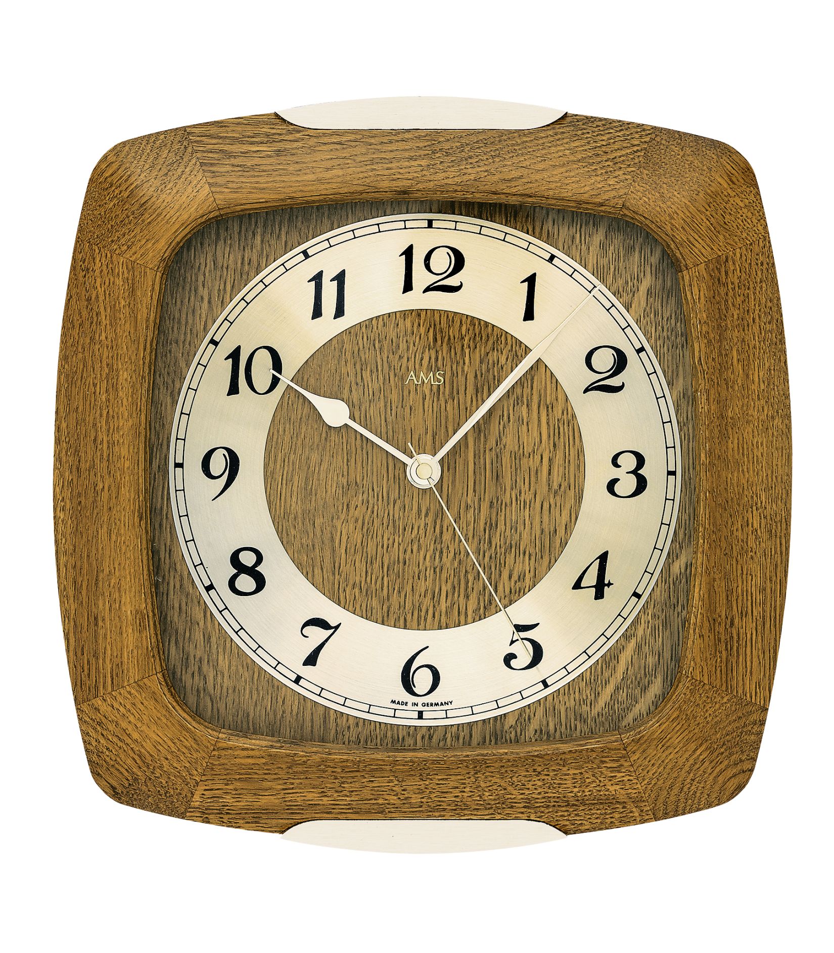 AMS radio controlled wall clock oak/glass