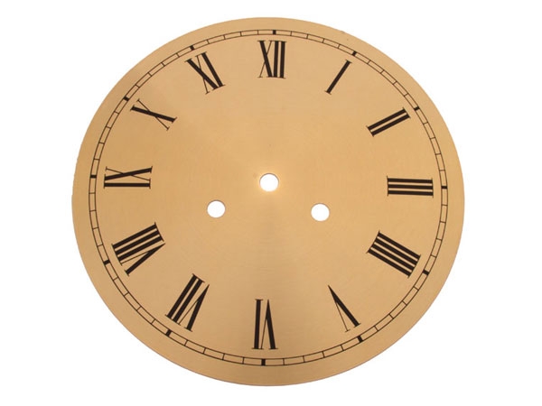 Dial, 3 holes, aluminium, Roman numerals, dia. 197mm, yellow