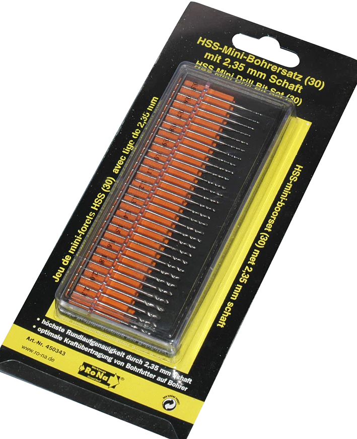 30-piece mini drill set, 2.35-mm shaft