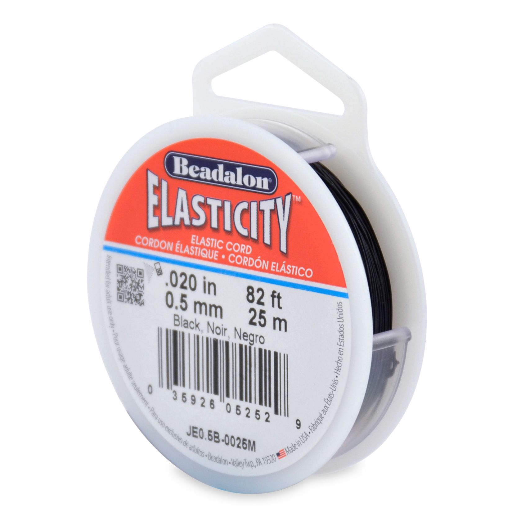 Fil élastique Stretch Cord Nylon noir Ø 0,50mm -25m