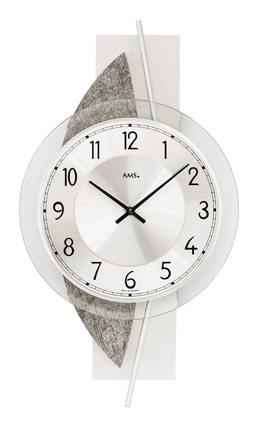 AMS Quarz-Wanduhr Naturstein/ Aluminium