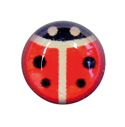 First ear stud System 75 white, novelty design studs, ladybug, Studex