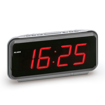 Atlanta 1159 black Alarm clock with power supply and LED Display