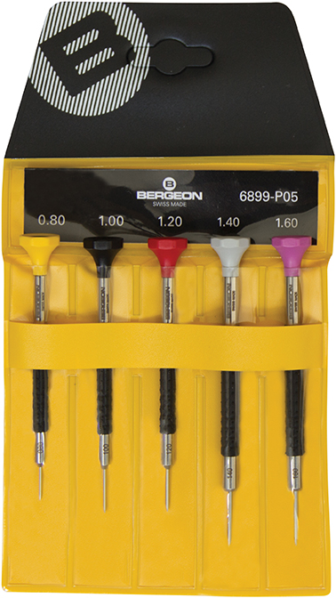 Screwdriver set, Delrin, 5 pcs., in plastic bag, Bergeon