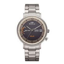 Uhren Manufaktur Ruhla - Wristwatch Solar Ø 41mm titanium/ metal strap orange