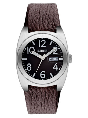 s.Oliver bracelet-montre en cuir brun SO-2025-LQ