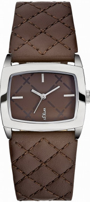 s.Oliver bracelet-montre en cuir véritable brun SO-1664-LQ