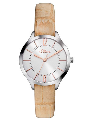 s.Oliver bracelet-montre en cuir beige SO-3123-LQ