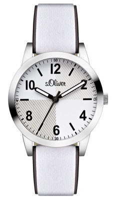 s.Oliver bracelet-montre en cuir blanc SO-2610-LQ