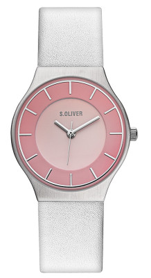 s.Oliver bracelet-montre en cuir blanc SO-2612-LQ