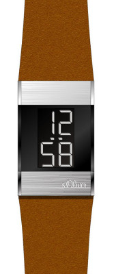 s.Oliver bracelet-montre en cuir véritable brun SO-3183-LD