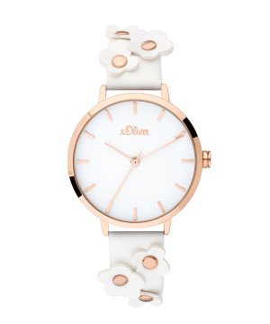 s.Oliver SO-3699-LQ Synthetic leather strap white