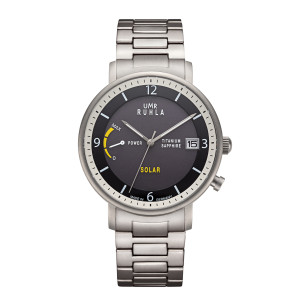 Uhren Manufaktur Ruhla - Wristwatch Solar Ø 41mm titanium/ metal strap black