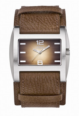 s.Oliver bracelet-montre en cuir véritable brun SO-428-LQ