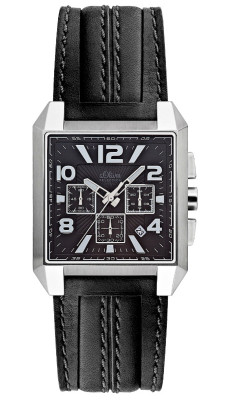 s.Oliver bracelet-montre en cuir noir SO-2264-LC