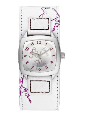 s.Oliver bracelet-montre en cuir blanc SO-2070-LQ
