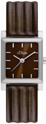 s.Oliver bracelet-montre en cuir véritable brun SO-1730-LQ