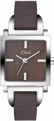 s.Oliver bracelet-montre en cuir véritable brun SO-1728-LQ