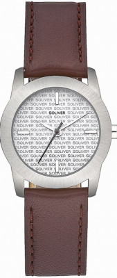 s.Oliver bracelet-montre en cuir véritable brun SO-1618-LQ